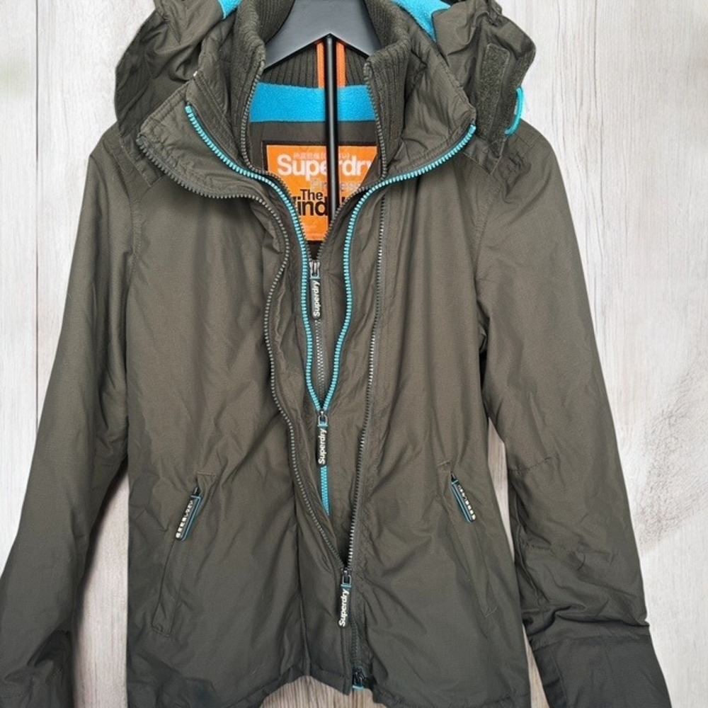 Superdry Windcheater Hooded Jacket Full Zip Outdoor Coat Olive Green M - Picture 1 of 8
